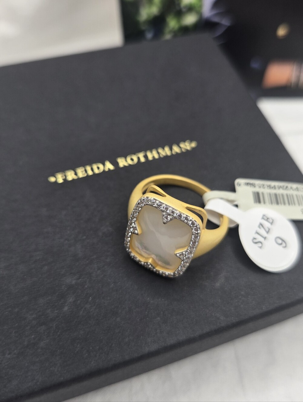 Freida Rothman 14k Over 925 Matte Finish Mother Of Pearl Ring Size 9
